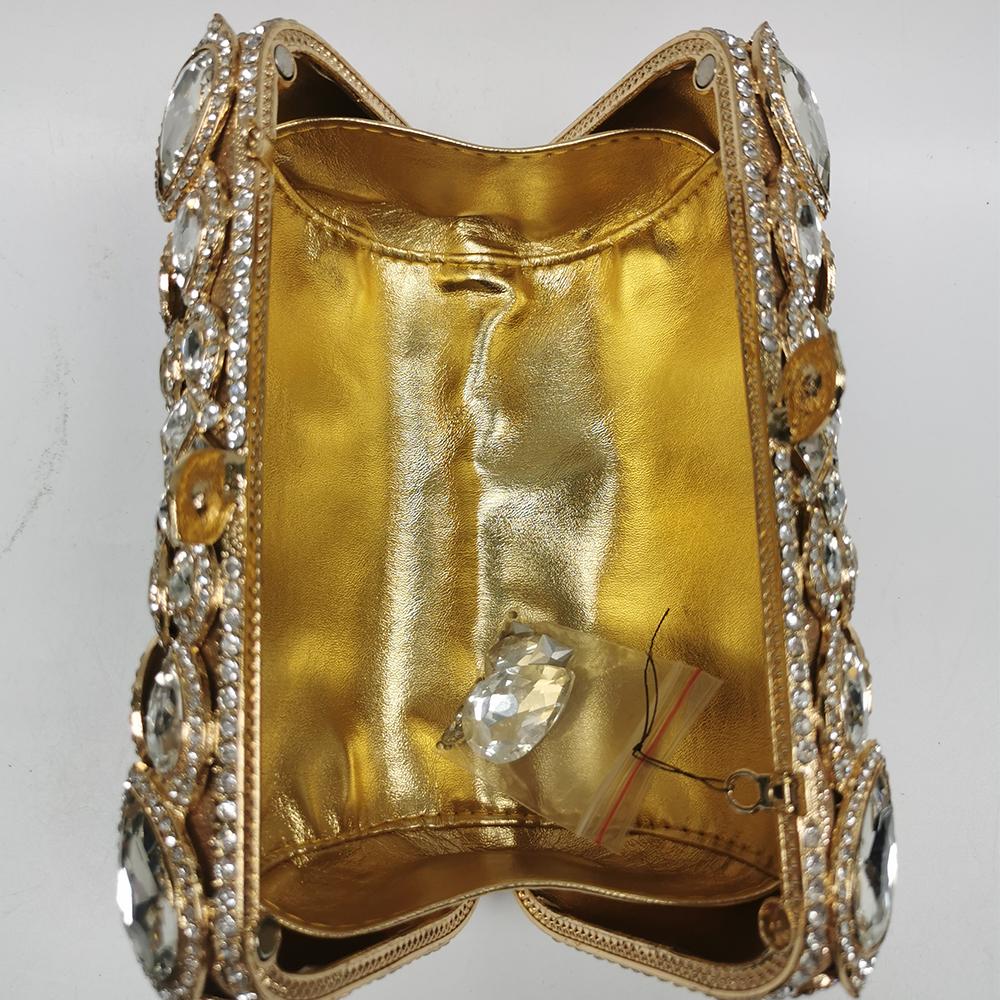 Damen Kristall Abendtasche Clutch Große Strassstein Hochzeits Tasche Grün/Champagner Luxus Damen Diamant Brautparty Mini Minaudiere