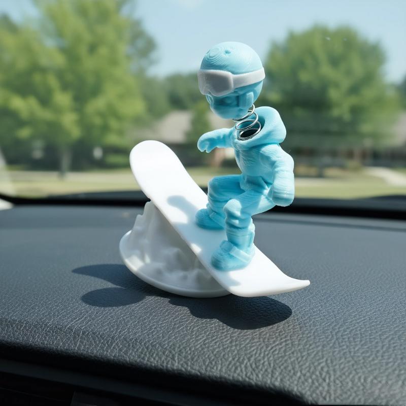 Cute Fun Drift Skiing Man Statue Creative Car Center Console Decoration Office Desktop Statue Decor Ornaments Car Interior