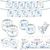 Blaues Taufthema Partyzubehör Babyparty Dekoration Partygeschirr Banner Tissue Arrangement Zubehör