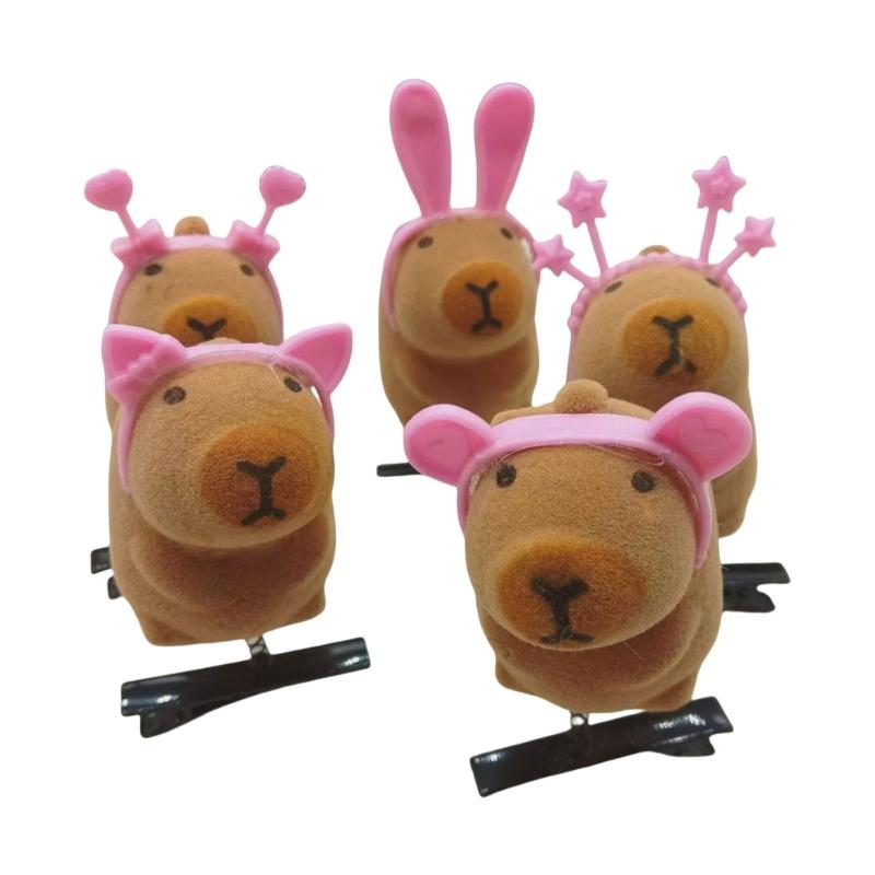 Pack of 5 Cartoon Capybara Hair Clip Plush Hairpins Fashionable Hair Ornament Suitable for Students and Youthful Women