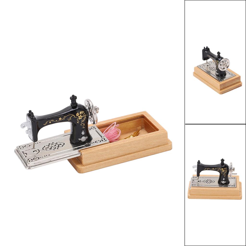 Dollhouse Miniature Sewing Machine Vintage Style Lifelike 1/12 Dollhouse Sewing Machine Model for