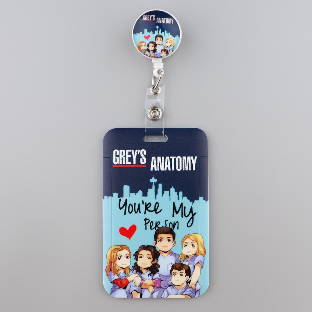 Grey's Anatomy Cartoon Retractable Badge Reel With Nurse ID Business Credit Card Work Card Pink Love Badge Holder Accessories