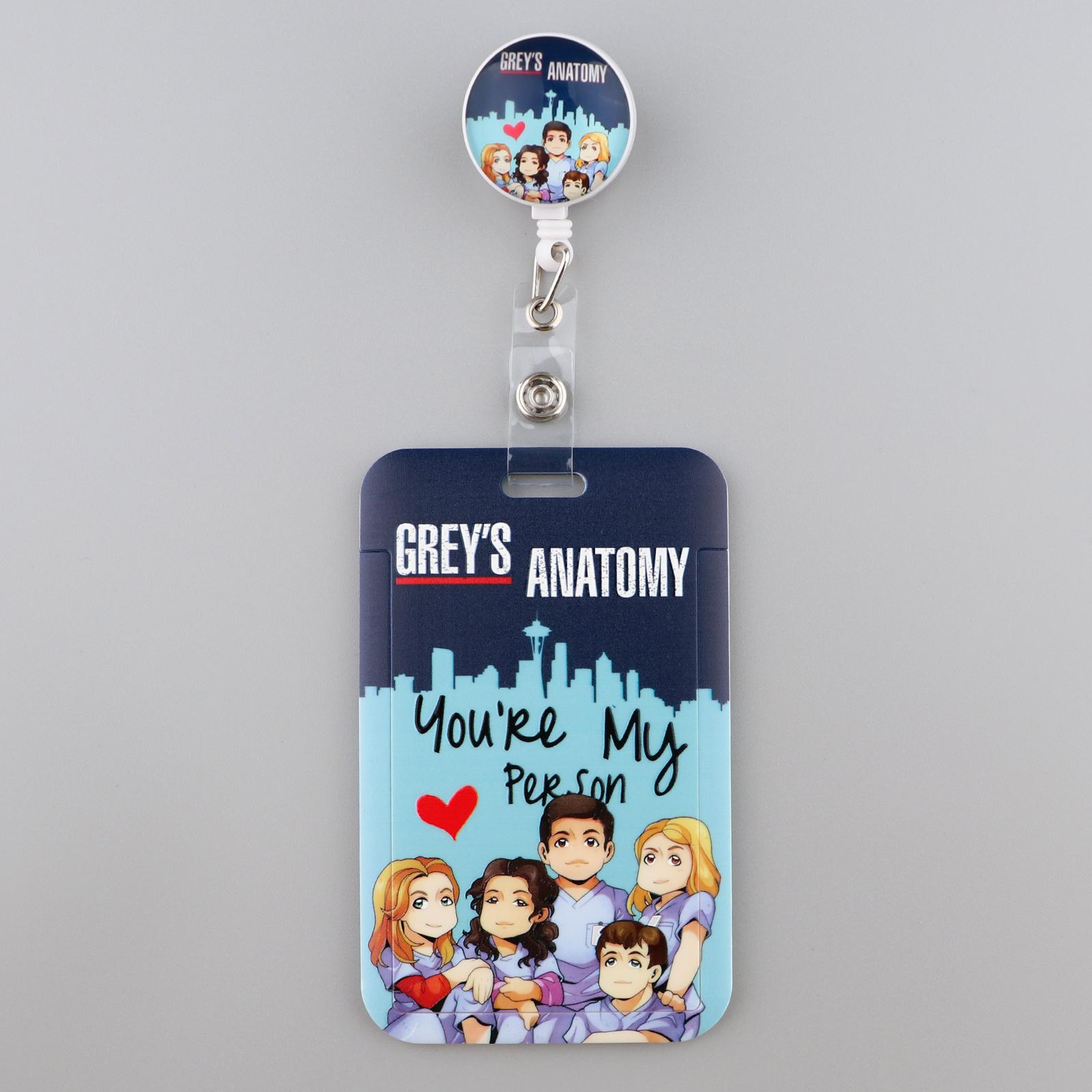 

Grey S Anatomy Cartoon Style Retractable Badge Reel With Nurse Id Business Credit Card Work Card Blush Pink Love Badge Holder Accessories