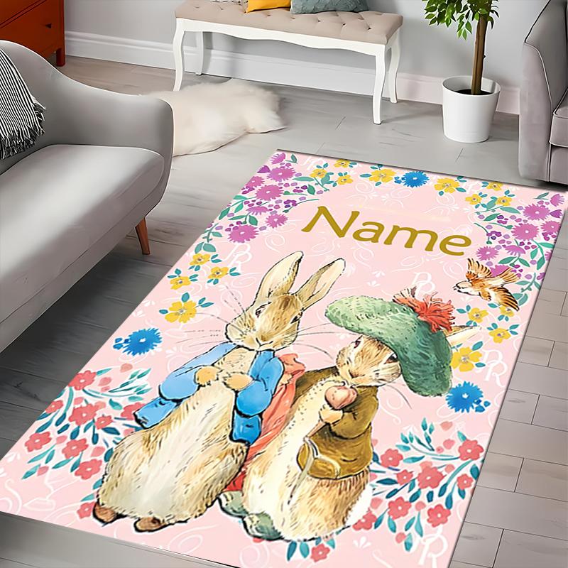 Custom Personalization Peter Rabbit Area Rug - Perfect For Kitchen, Bathroom,Laundry Room Decor Large Size Available,Gift All Seasons