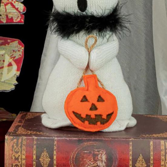 1/2Pcs Ghost Figure Plush Fabric Halloween Hanging Ornament Orange Black Scarf Ghost Figurine Ghost Doll Decoration