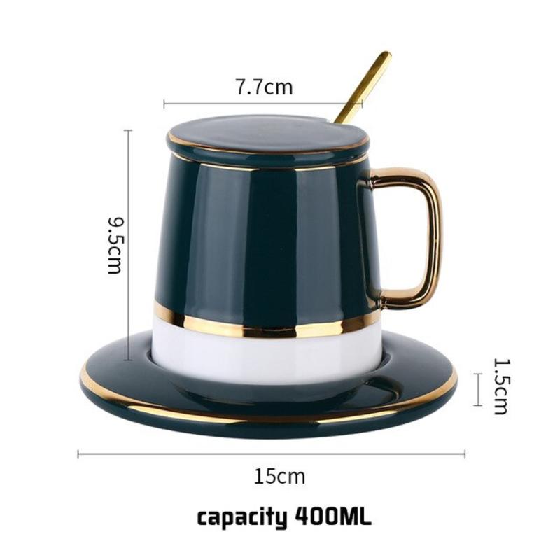 Keramiktasse mit Deckel Milchkaffeetassen Europäisches Porzellan Kreativ Einfach Espresso Paar Teetasse und Untertasse Set Goldlöffel Tassen|Tassen