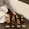 European Station Women's Shoes 25 Autumn and Winter Fashion Casual Soft Sheepskin Round Head One-word Belt Comfortable Flat Mary Jane Single Shoes