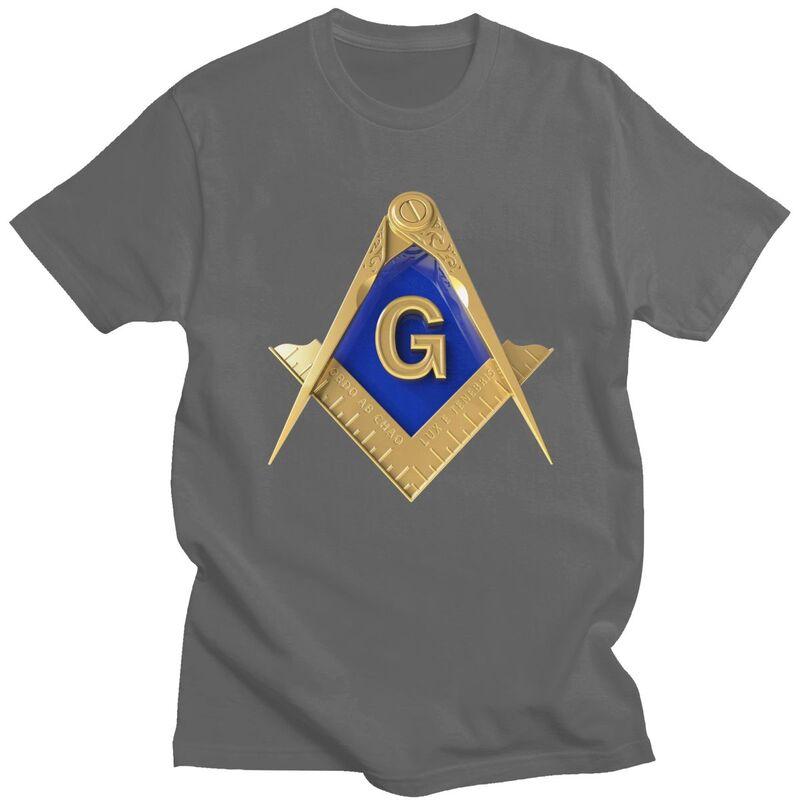 Custom Freemason Gold Square Masonic T Shirts Men Tshirts Casual Tee Slim Fit Tshirts Gift