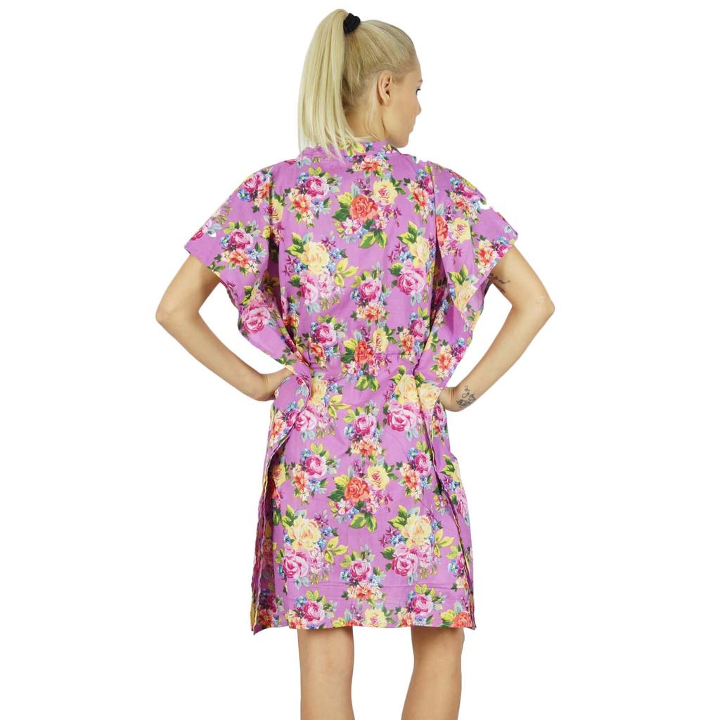Bimba Women Floral Kaftan Bridesmaid Short Cotton Caftan Beach Coverup