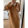 Hooded zipper sweater skirt women's autumn and winter new loose lazy casual thick knitted dress