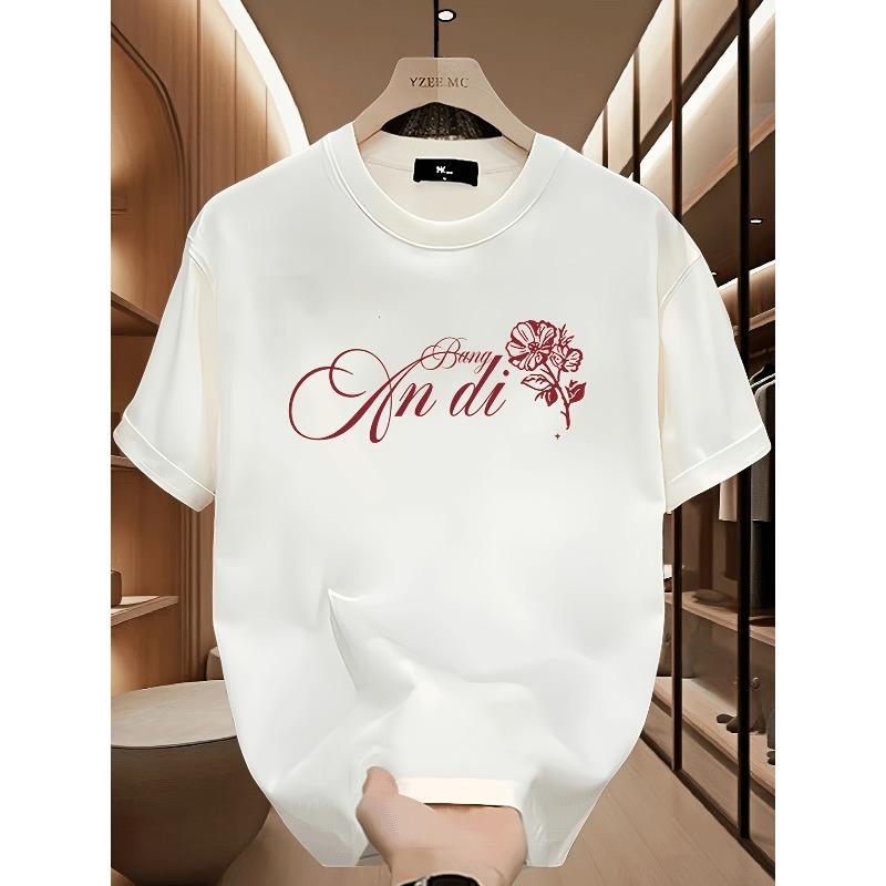 

European sizes Trendy Brand Printed Short-sleeved T-shirt Men s Summer New Casual Large-size Loose Versatile Top S белый