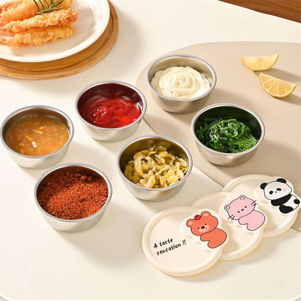 Cat Bear 304 Stainless Steel Salad Dressing Containers For Lunch Box Picnic Portable Sauce Cup Seasoning Condiment Container