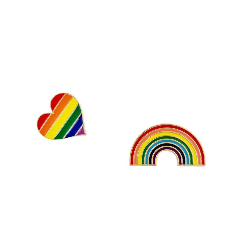 Geometric Arc Colorful Rainbow Stripe Creative Brooch for Women Brooches Pin Badges Alloy Backpack Icons Girls Jewelry Gift