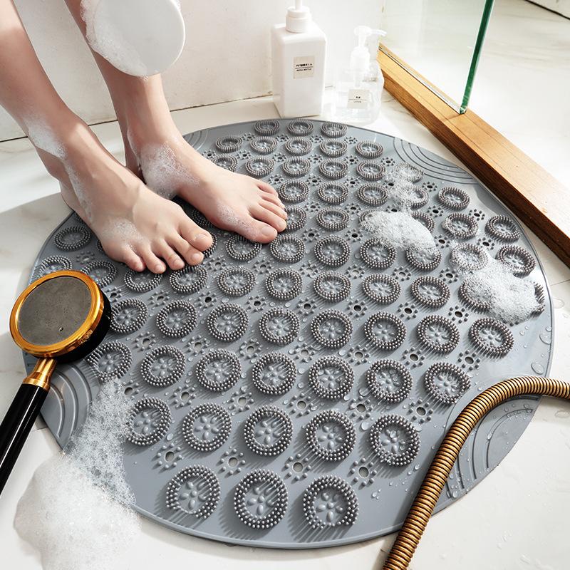 Round Bathroom Anti-slip Mat Shower Room Massage Mat Household Mat Bathroom Bath Silicone Foot Mat Bath Mat