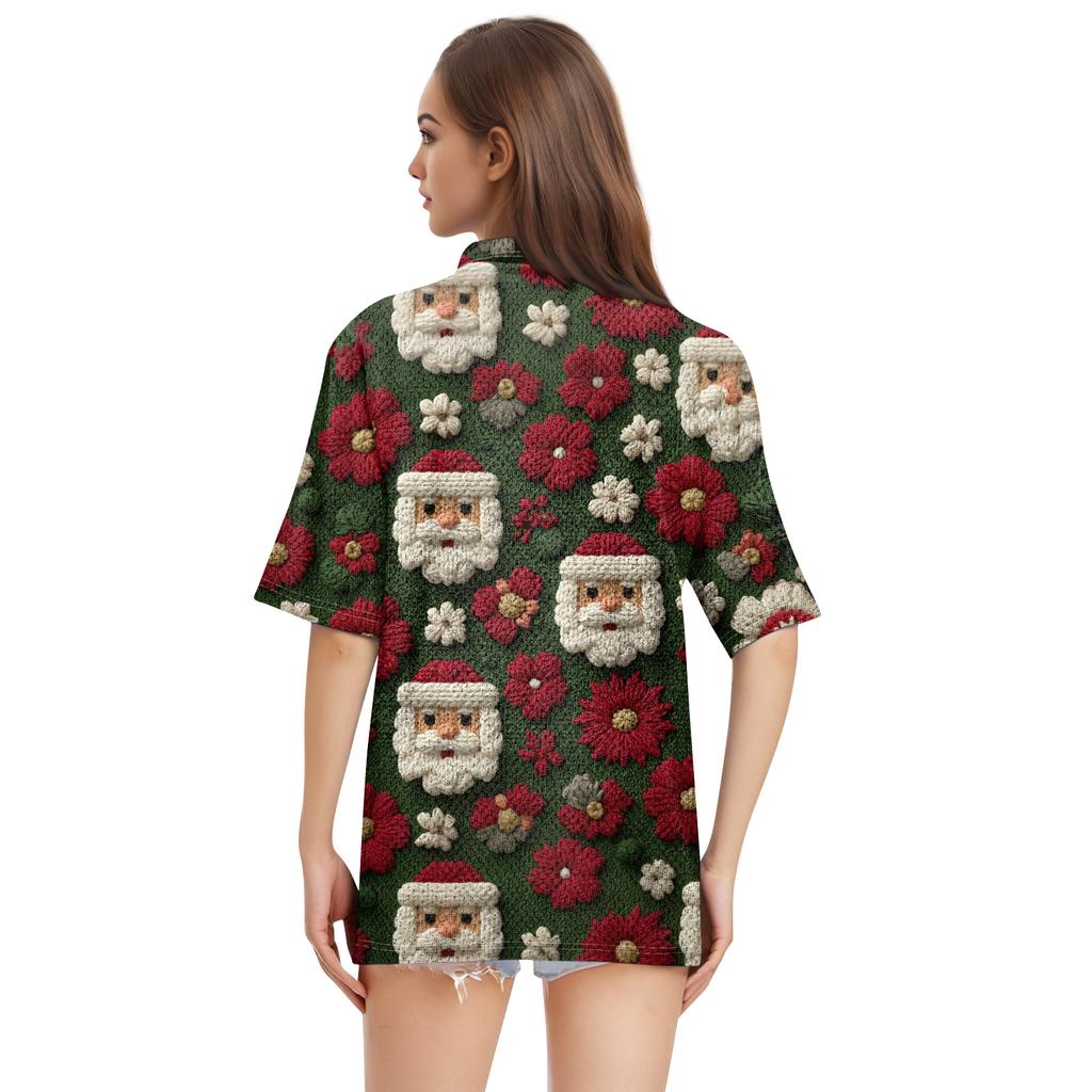 Dámská móda Neformální košile s potiskem s klopou a krátkým rukávem Dámské topy se zapínáním na knoflíky