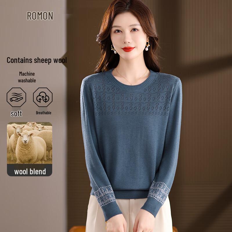 ROMON Women's Lamb Wool Blend Knit Sweater