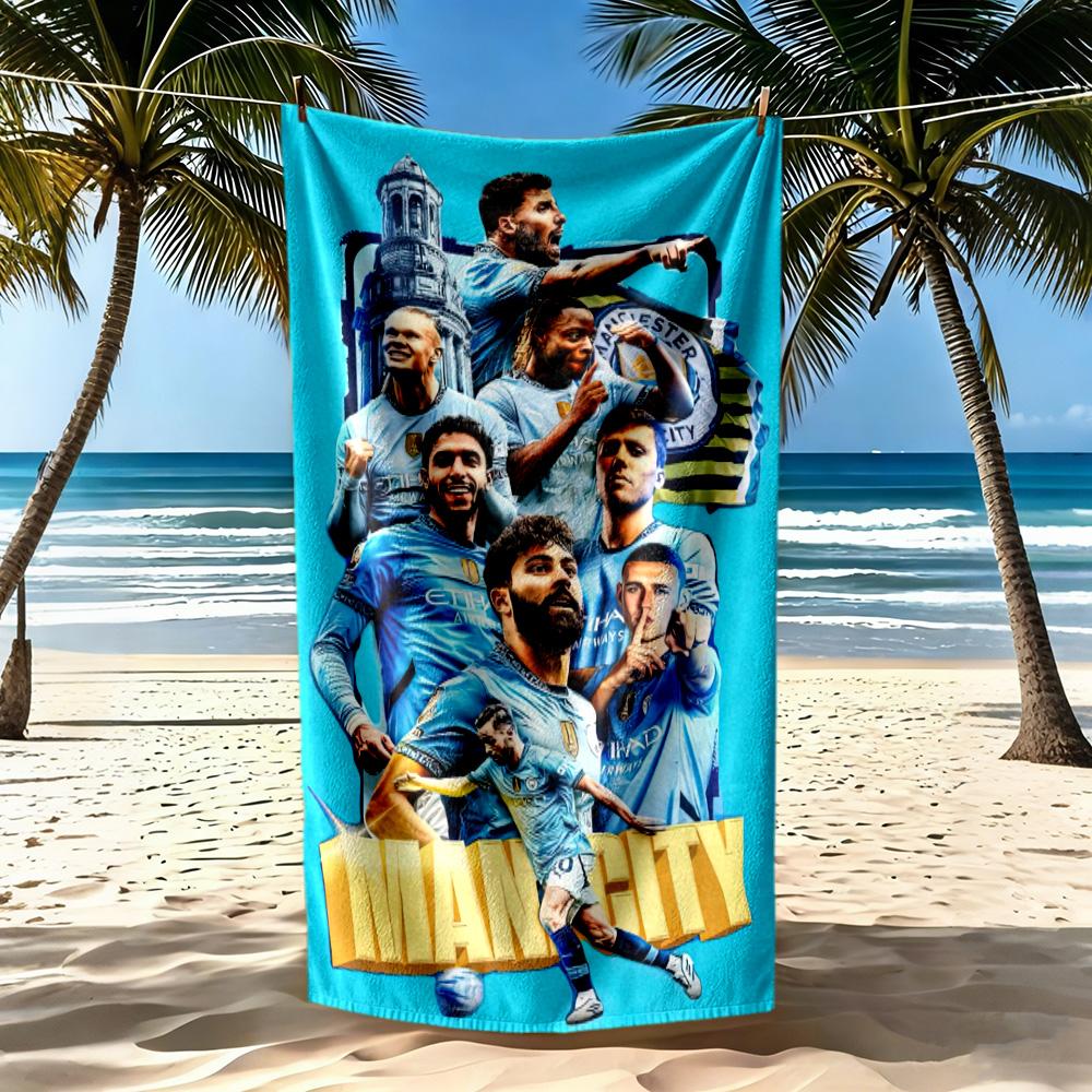 Manchester City Beach Towel Super Soft Microfiber Quickdry Fabric Comfortable Lightweight