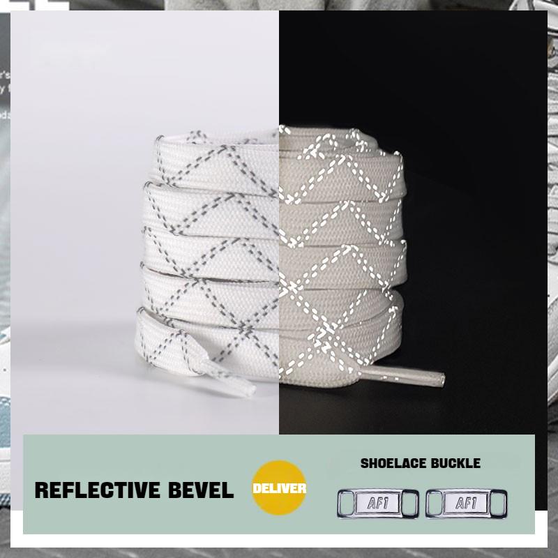 1Pair Reflective Shoelace for Sneakers Shoe Buckle Flat Pure White Shoe Laces High Top Shoelaces af1 Men's Women's Shoe Cord