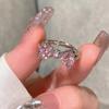 Pink Bowknot Finger Ring Exquisite Bowknot Opening Ring Beauty Bow-tie Ring  Gift