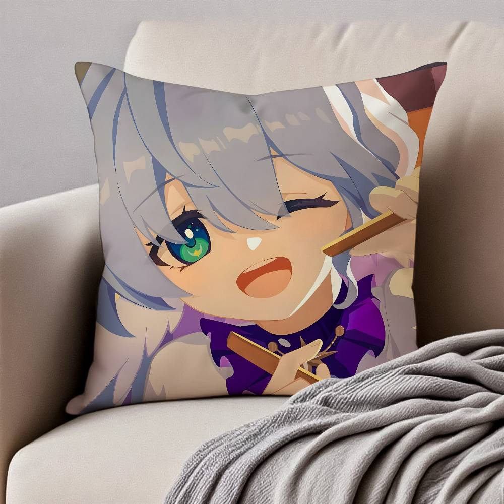 Spiel H-Honkai Star Rail R-ROBIN Kissenbezug Milbenabweisender Kissenbezug Verdeckter Reißverschluss Seidig Kurzer Plüsch Sofakissenbezug