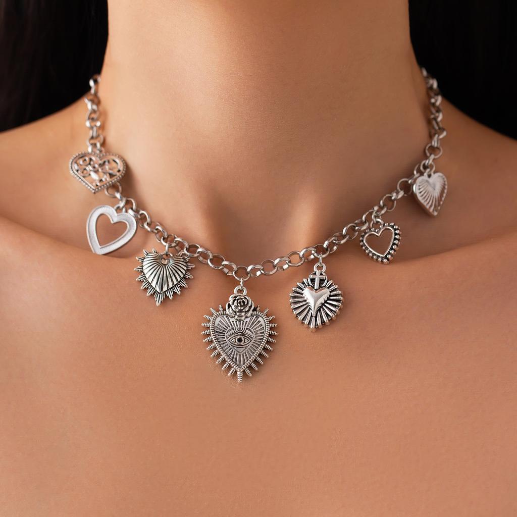 SHIXIN Starfish Conch Love Heart Imitation Pearl Red Chili Pendant Necklace Women Adjustable Clavicle Chain Summer Beach Jewelry