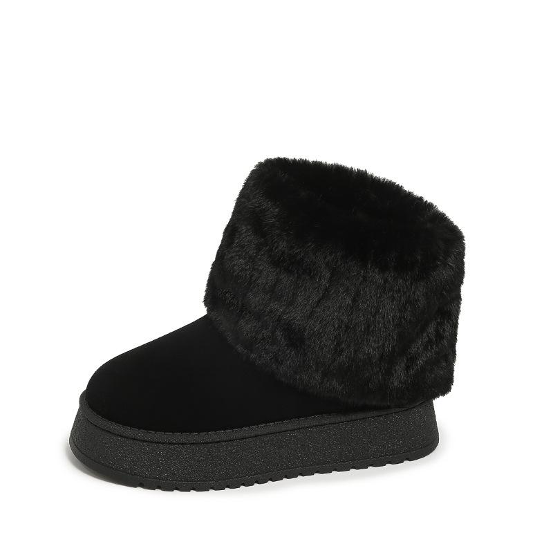 

Thick-soled snow boots women s 2025 winter new piled and thickened Northeast large cotton shoes medium tube warm fluffy cotton boots 40 чёрный