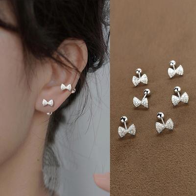 Charming Small Bow Stud Earrings For Women Exquisite Pin Screw Ball Cute Ear Bone Studs  Trend Girl'S Ear Jewelry
