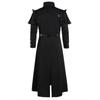 Vintage Halloween Medieval Steampunk Assassin Elves Pirate Costume Adult Men Black Long Split Jacket Gothic Armor Leather Coats
