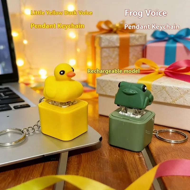 Car Beautiful Stickers Unisex Frog Croaking Fidget Toy Keychain Rechargeable Frog Keychain With Sound Led Lights Funny Frog Keyboard Clicker Stress Easing