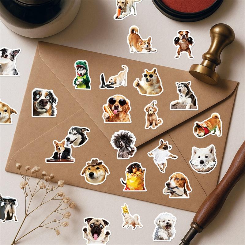 10/30/56PCS Cute Dog Expression PVC Sticky Sticker Aesthetic DIY Decoration Scrapbooking Hand Accounting Supplies