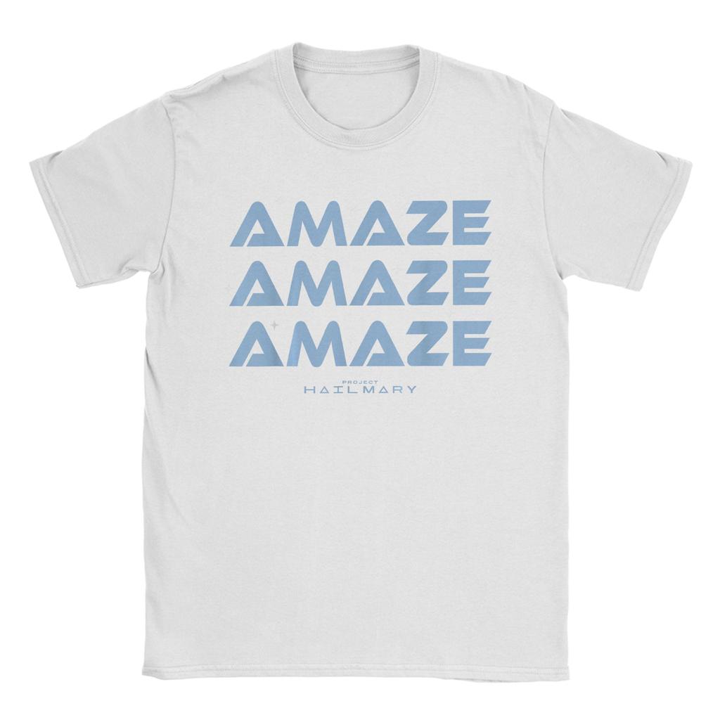 Mens TShirt Project Hail Mary Amaze Amaze Amaze Humorous Pure Cotton Tee Shirt Short Sleeve T Shirts Crew Neck Tops Printed