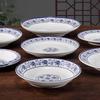 Modrobílý hluboký talíř z melaminu ve stylu porcelánu pro ryby, polévky a komerční použití
