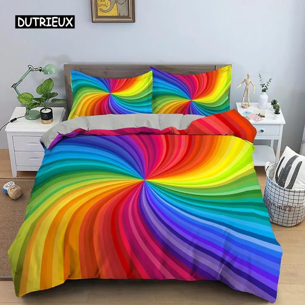 3D Duvet Cover Psychedelic Abstract Double Queen Bedding Set 23pcs Quilt Cover with Zipper King Size Polyester Comforter Cover