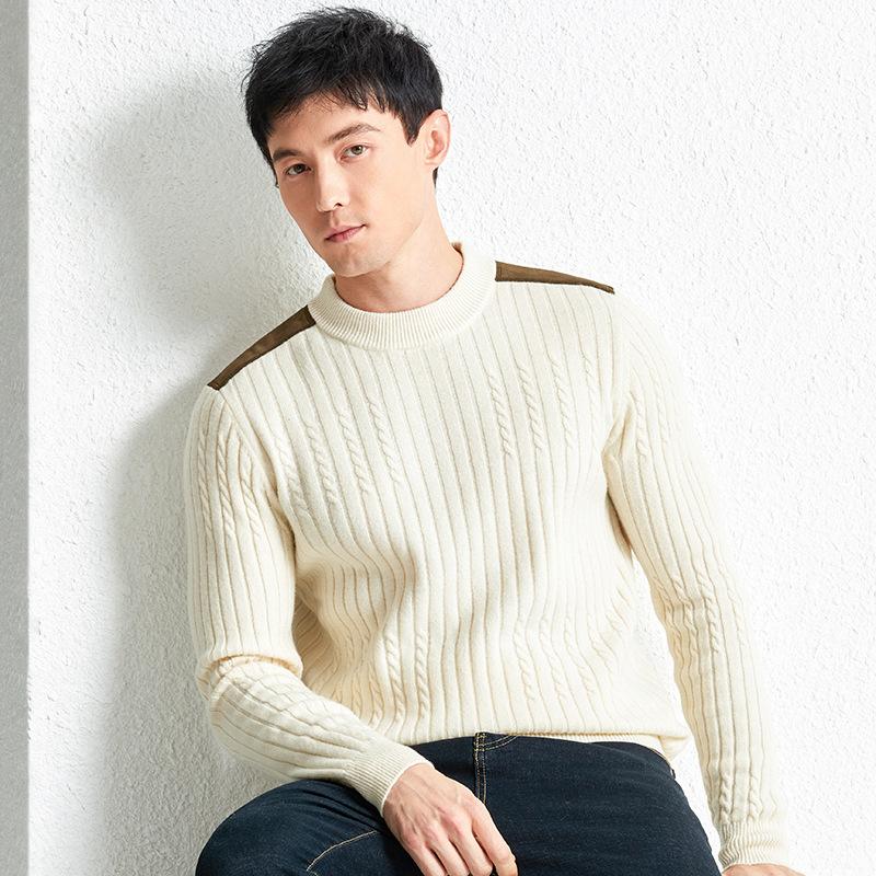 

100 Мужской свитер из чистой шерсти, утепленный свитер с круглым вырезом, подарок для мужа, осенне-зимний толстый свитер