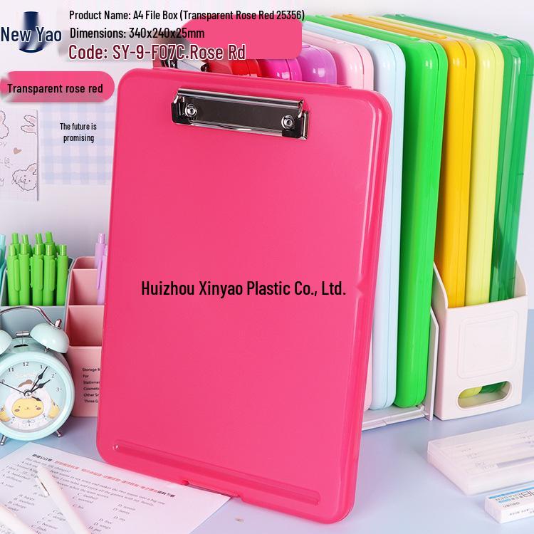 Large Capacity A4 File Box with Pen Slot & Clipboard for A5 Paper Storage