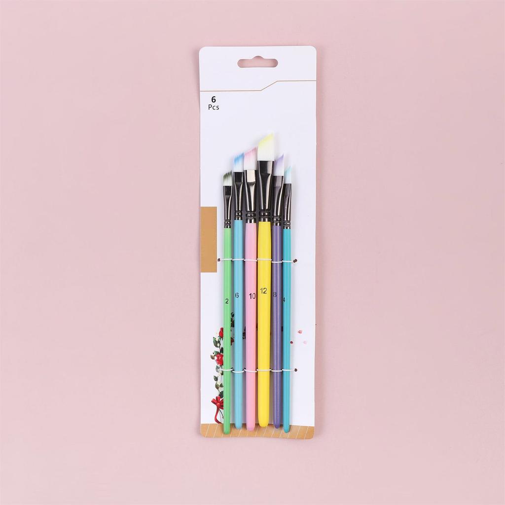 6PCS Professional Paintbrush Artist Paint Brush Nylon Bristle Paint Brush for Watercolor Gouaches Acrylic Oil Painting