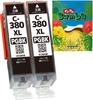 Bumba Compatible Ink Cartridges for Canon Set of Pigment with IC Chip and Level Compatible with Canon PIXMA and BCI-380XL-PGBK (BK/Black) - 2, Type,
