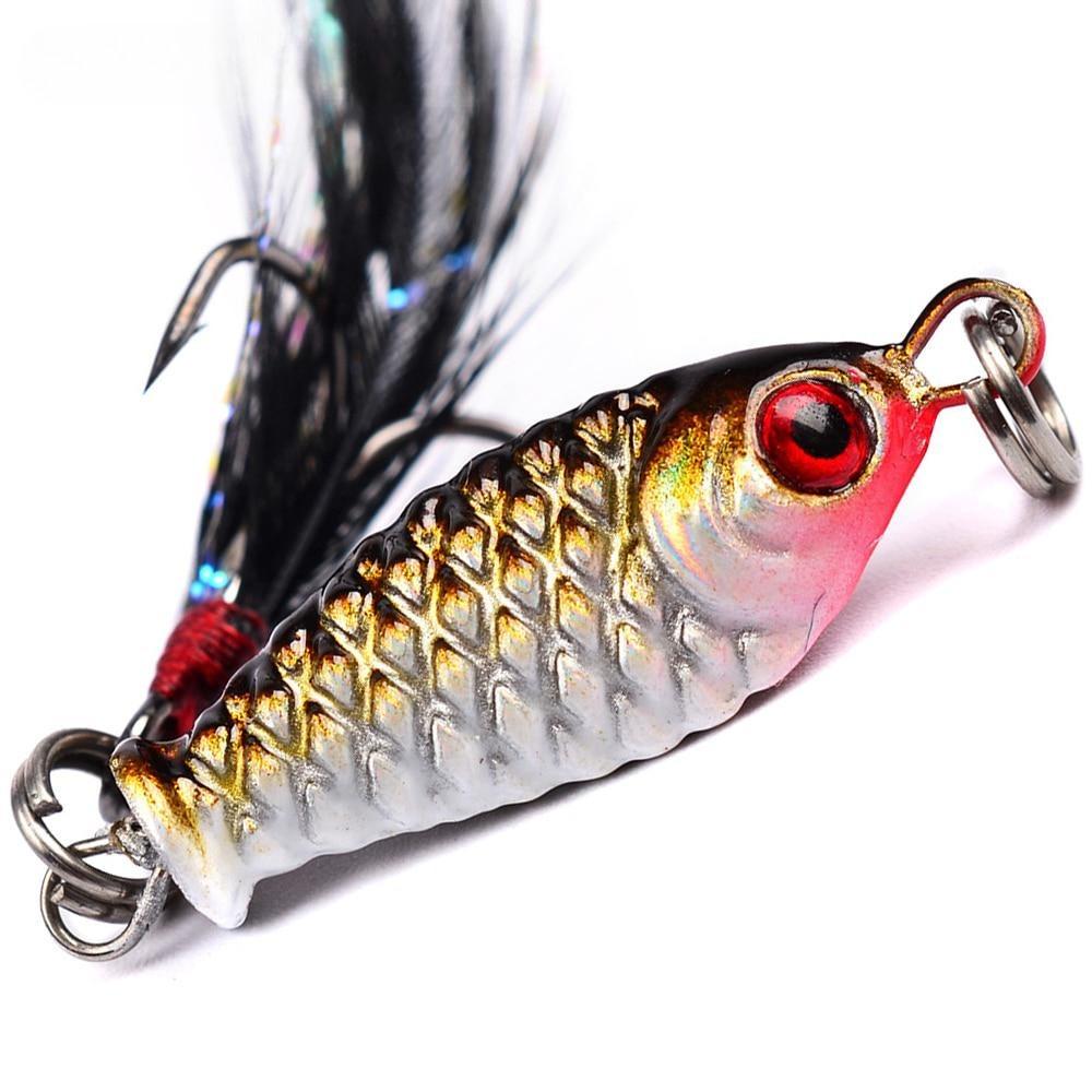 2.5cm 5g Metal Fishing Jig Lure Artificial Bait with Feather Hook Crankbait Lead Jigs Fishing Lures