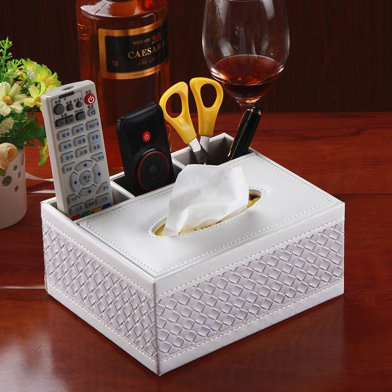 Hotel PU Leather Tissue Box & Remote Holder - European Style Multifunctional Organizer