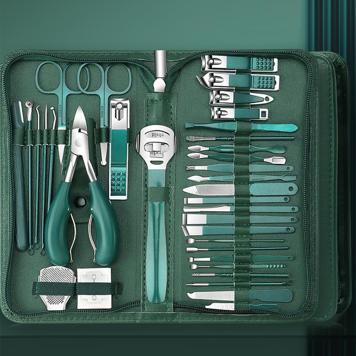 [7-35pcs Nail Care Kit] Stainless Steel Nail Care Kit with Portable Travel Case Manicure Set with Nail Clippers, Cuticle Scissor