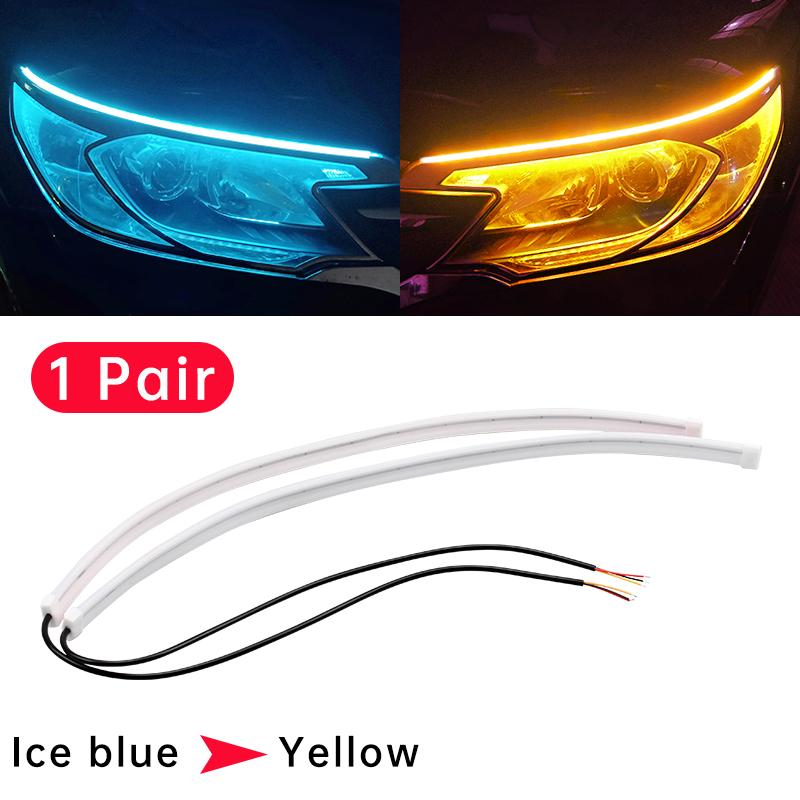 

Super Bright 2X Start Scan LED DRL Car Daytime Running Light Flexible Waterproof Auto Headlight Turn Signal Yellow Neon Lamp 12V 30cm