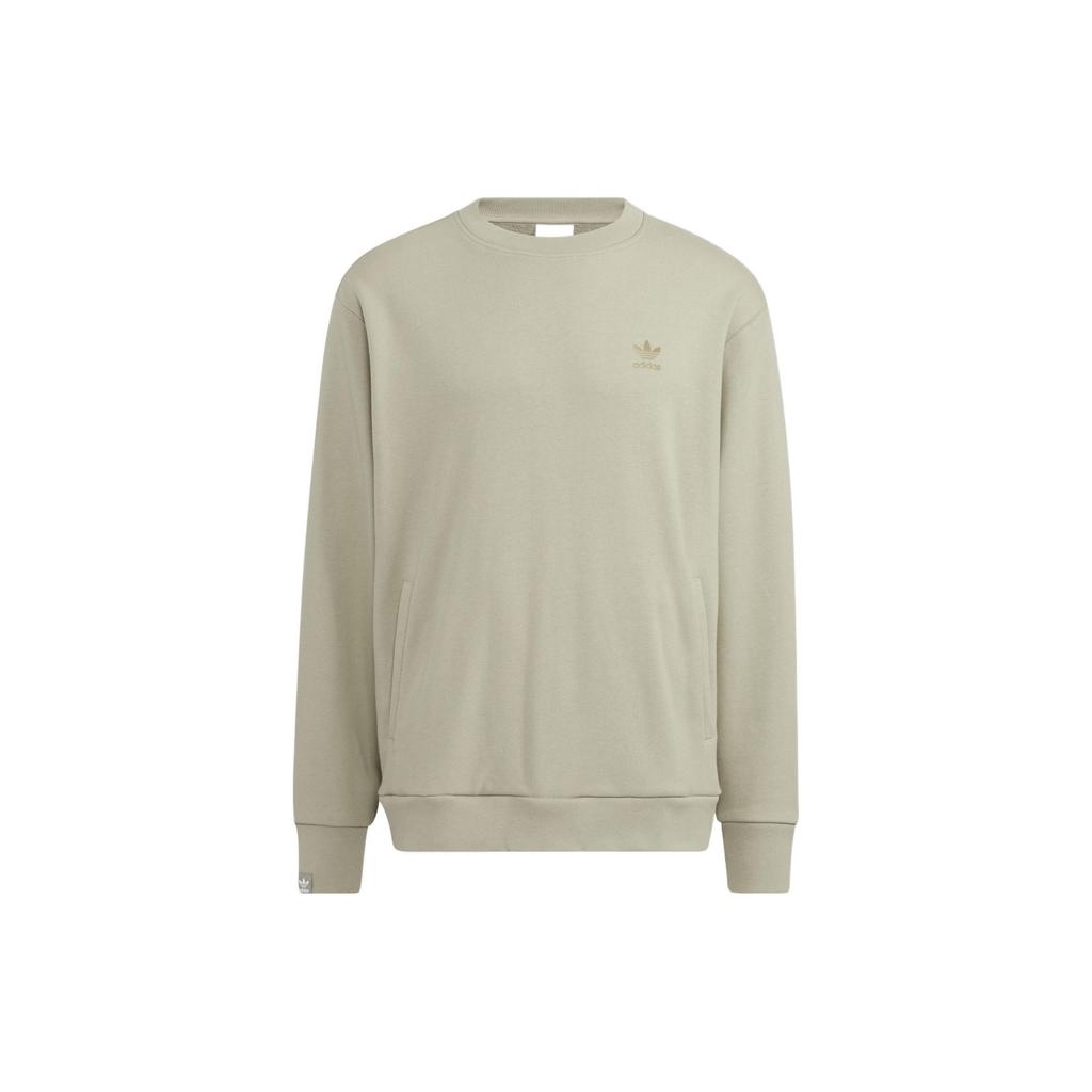 Adidas Originals Trefoil Solid Logo Embroidery Loose Round Neck Pullover Sweatshirt Men Tops Light-Green IC8143