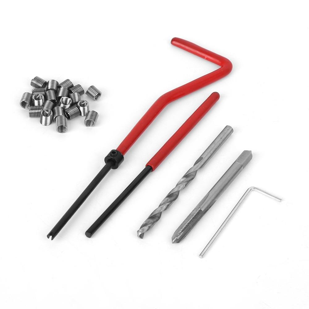 25 Pcs M4 Size Thread Repair Kit Transparent Plastic Box Metric Helicoil Kit Thread Repair Insert Kit for Automotive Repair