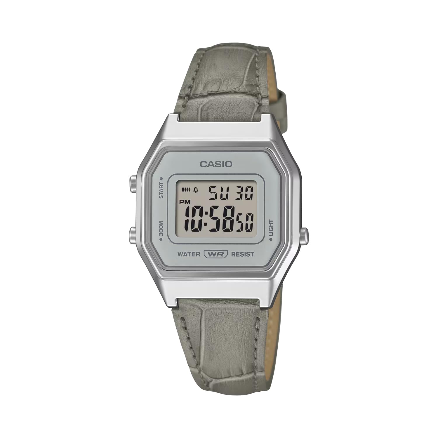 CASIO Digital Watch Vintage Series Octagon Face Silver x Gray Leather Band Overseas Model [Casio] LA680WEL-8A2 Women s [Used]