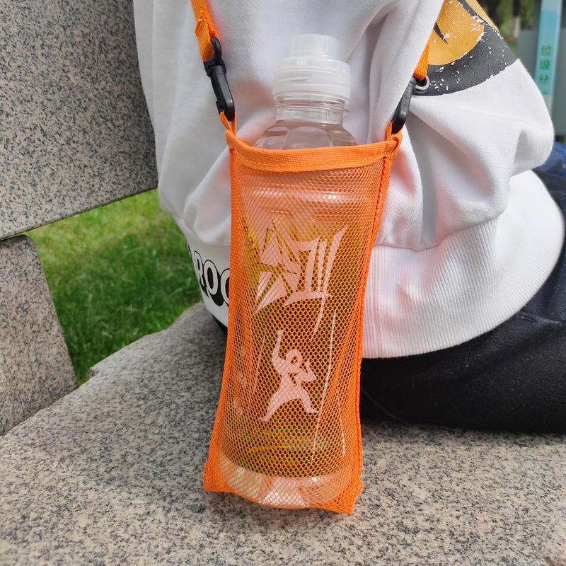 Water Bottle Holder Mesh Bottle Sling With Adjustable Shoulder Strap Kids Water Bottle Carrier Sleeve For Walking Outdoor Sports