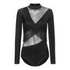Damen Latein Tanz Jumpsuit Strasssteine Langarm Reißverschluss Hinten Fransen Leotard