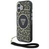 Etui für iPhone 16 Guess MagSafe Leopard mit Riemen