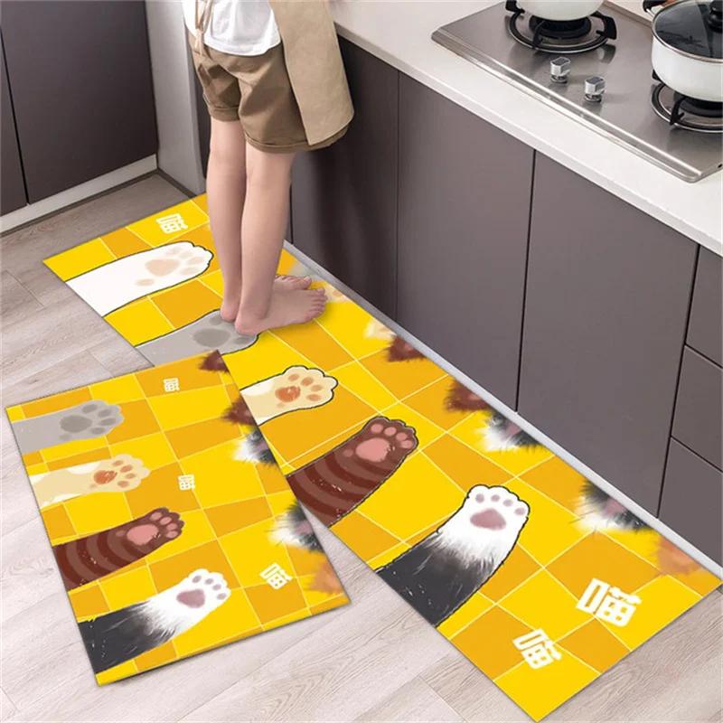 Cartoon Non-slip Soft Kitchen Mat Home Long Strip Kitchens Rug Set Entrance Doormat Washable Hallway Carpet Bath Living Room Rug