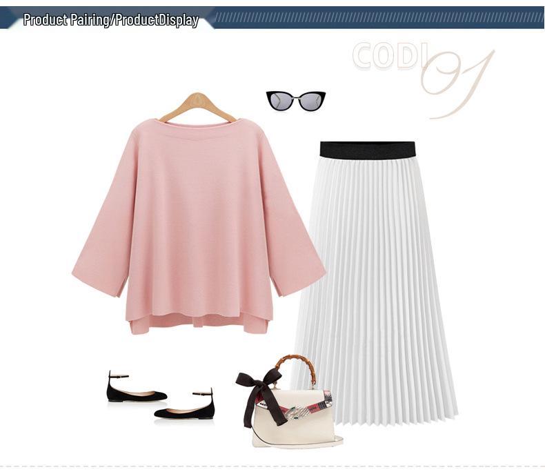 Women's Plus Size Chiffon Pleated A-Line Skirt - Summer Korean Style, High Waist, Medium to Long Length