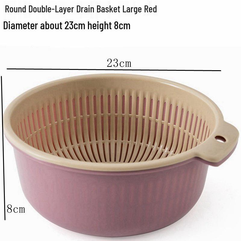 Hui Si Dual-Layer Kitchen Colander and Storage Basket for Fruits and Vegetables